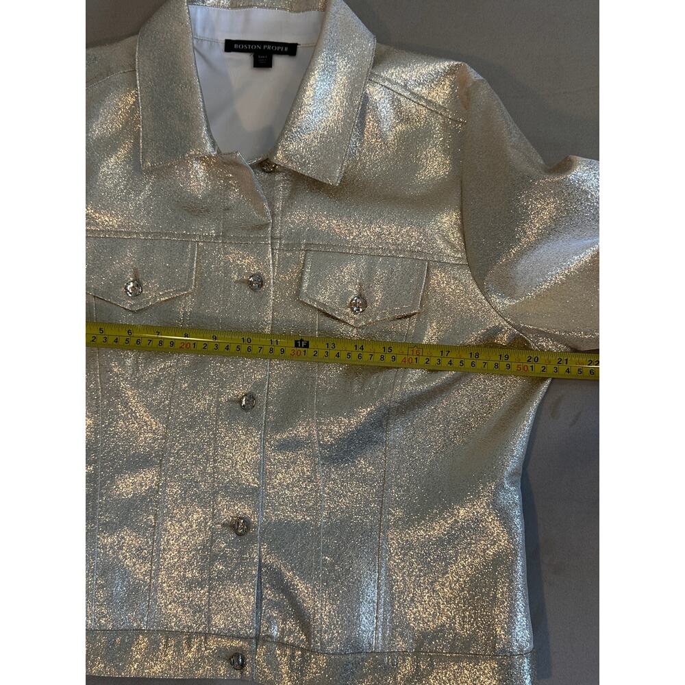 Boston Proper Gold Metallic Large Button-Up Jacket - Picture 8 of 12